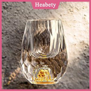 Heabety Sang trọng pha lê thủy tinh Vodka thủy tinh Sake Shochu Thanh thủy tinh rượu mùi đôi đáy vàng lá thủy tinh cốc trà quà tặng cao cấp rượu mạnh