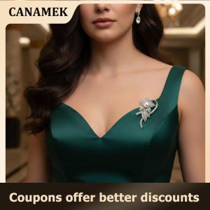 【 CANAMEK 】 Fashion Creativity Rhinestone Pearl Flower Silver Brooches For Women Clothing Coat Accessories Gifts