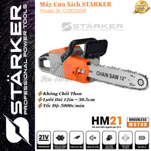 MÁY CƯA XÍCH CHẠY PIN CHÂN PIN PHỔ THÔNG - STARKER SK-CX5030GR ĐỘNG CƠ KHÔNG THAN - LƯỠI DÀI 30CM - HÀNG CAO CẤP - CÓ MÀN HÌNH BÁO PIN