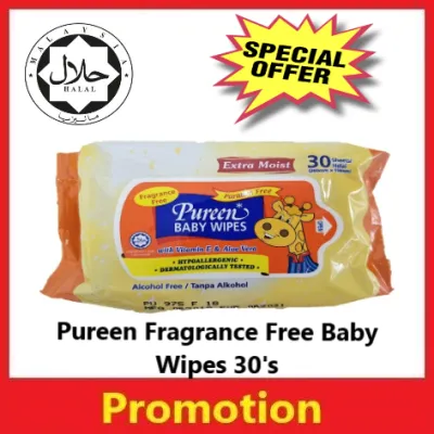 [EXP:DECEMBER 2026 ] Pureen Baby Wipes Fragrance Free with Vitamin E & Aloe Vera 30s