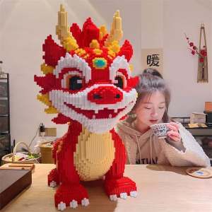 Bộ Mô Hình Đồ Chơi Lắp Ráp Xếp Hình 3D Cao Cấp Rồng Đỏ Kỳ Lân Chiều Dài Chiều Rộng 40cm--good life--vn