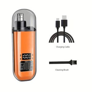 Electric Mini Nose Hair Trimmer Painless Nose Hair Clipper USB Charging Dual-Edge Blades Portable LCD Display Men