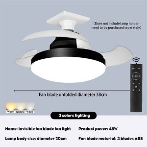 Ceiling Fan with Led Light Modern App Control Smart Ceiling Fan Inverter Energy saving Invisible Blade Ceiling Fans for Living room Bedroom Garage E27 Socket Fan
