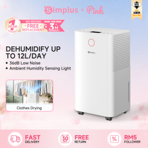 Simplus Pink Dehumidifier 12L/Day 2L Water Tank 3 Modes Clothes Drying Touch Operation 丨LiteDry C6 CUSH006
