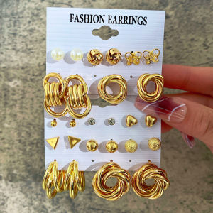 Earrings Alloy Pearls Exaggerated Fashion Charm Personalized Decorative Beautification