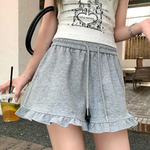 💥[Q087] Quần short nữ THUN GÂN phối ĐÙI BÈO lưng thun phối dây co giãn kiểu dáng năng động - L2M