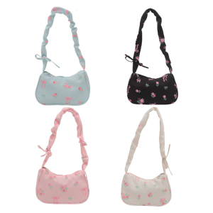 Túi đi học cho học sinh Túi Đeo Vai sức chứa lớn xếp li nách túi Túi mua sắm dây rút đi lại túi hoa túi xách