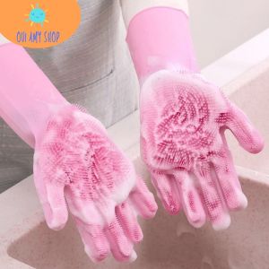 ถุงมืออเนกประสงค์ ถุงมือล้างจาน ถุงมือล้างผักผลไม้ ถุงมือซิลิโคน กันความร้อน ทำความสะอาด ใช้งานได้หลากหลาย