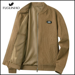 FUGUINIAO Suede Jacket Mens Jacket Business Casual Thick Jacket Baseball Collar Jacket Corduroy Jacket