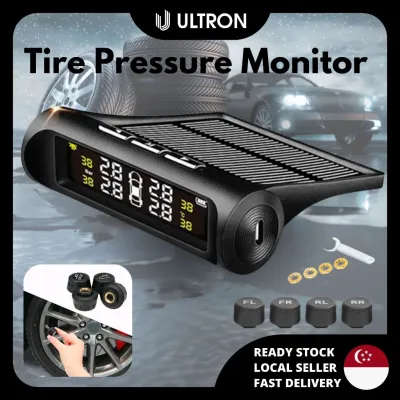 SG🚚 | Smart Car TPMS Tyre Solar Pressure Monitoring LCD Warning System Monitor Tire Pressure Alarm Monitor +4 External Sensor