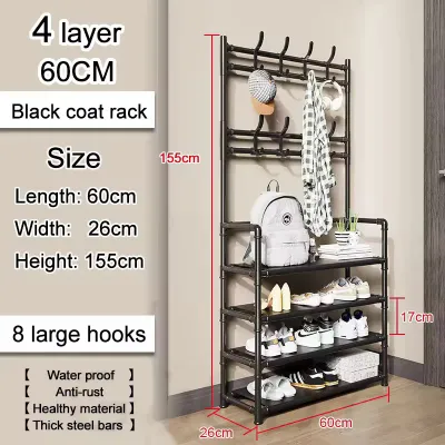 LivingArt.1♾️Clothes Rack Simple Drying Rack Floor Multifunctional 4/5 Tier Shoe Rack Organizer Simple Floor Coat Rack Shoe Hat Rack Bedroom hanger shoe organizer#XH008
