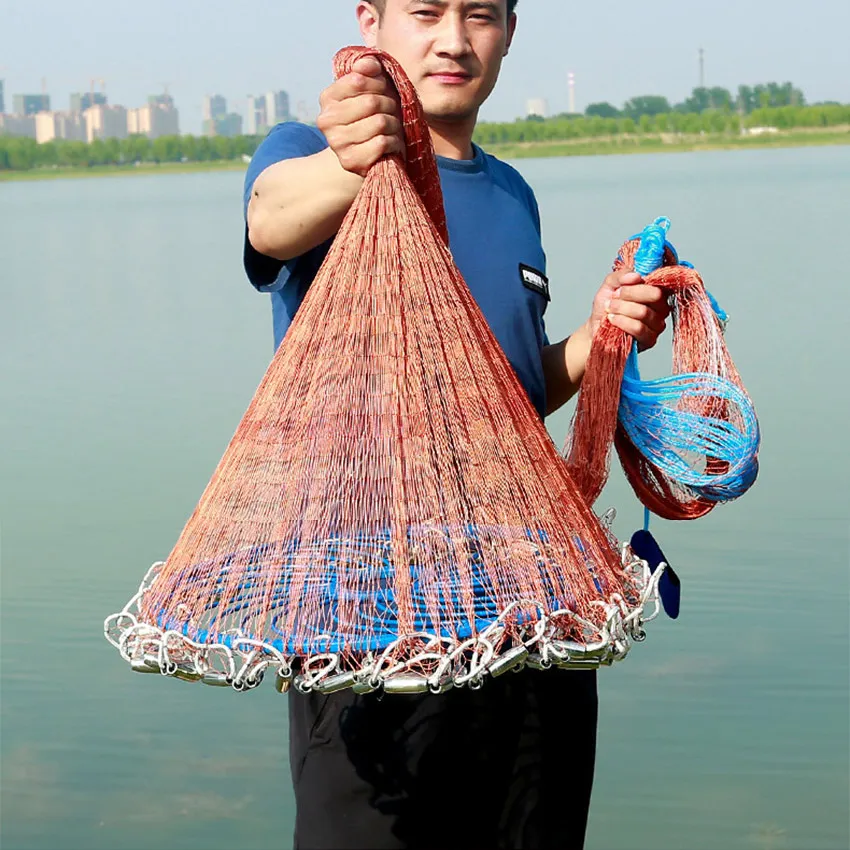 Cast Nets For Fishing Finefish With Big Ring Cast Net Easy Throw Catch Fishing  Net Hand Throw Network Small Mesh Fly Network Cast Net For Fishing (Color :  A66) : : Sports