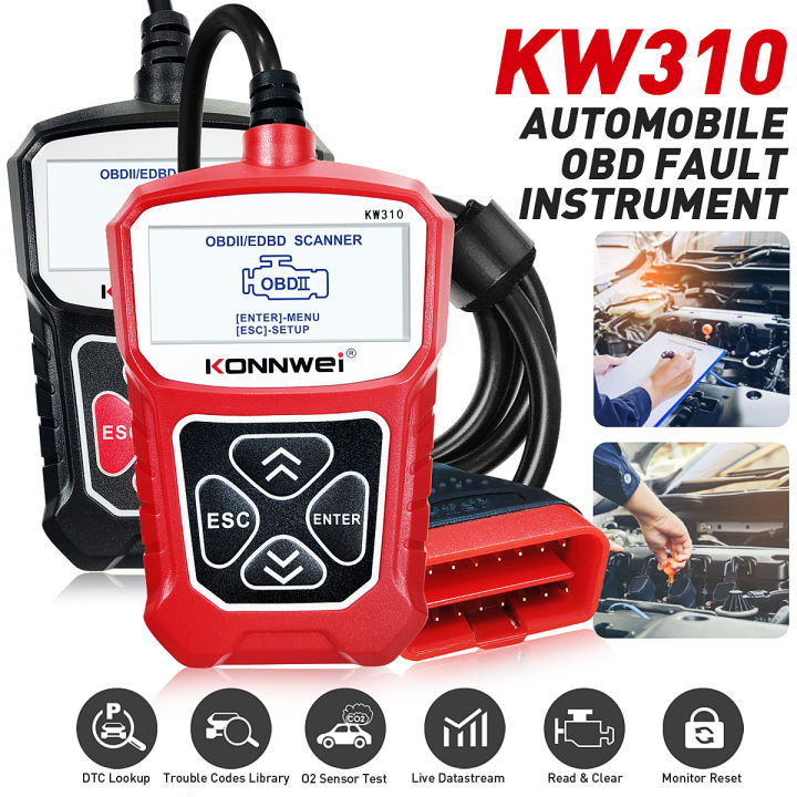 KW310 OBD2 Car Diagnostic Scanner EOBD Scan Tool Voltage Test Builtin