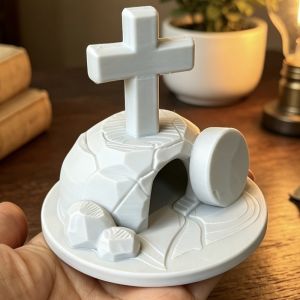 SIMPL Monochrome Empty Tomb Decoration 3D Printed Creative Jesuses Resurrected Tomb Decorative Plastic Cross Easter Ornament Home Decoration