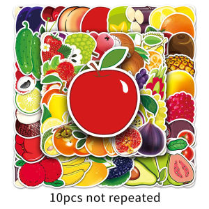 50PCS Colorful Fruit Watermelon Orange Strawberry Lemon Cantaloupe Durian Coconut Cartoon Graffiti Waterproof Fruit Sticker