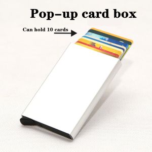 High-grade stereo aluminum alloy multi-card slot box Can hold 10 cards automatic pop-up anti-theft bank card box mini business card box