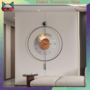 Pendulum Clock Metal Circular Wall Clock Modern Nordic Living Room Digital Clock Attractive Clock