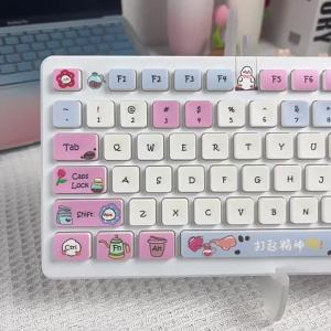 LZD  Keyboard Painted Wired Keyboard Notebook Desktop Computer Wireless Keyboard Cartoon Cute Chocolate Keyboard