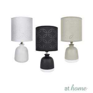 AT HOME Lighting Essential Ziggy Table Lamp Monochromatic Embossed Ceramic Base Design Laser-Cut Fabric Nordic Home Decoration