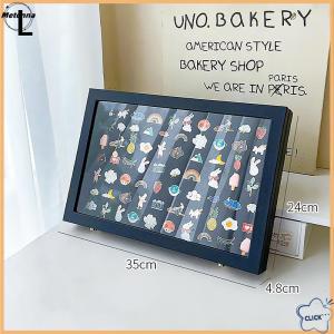 Follow Get More【Metonna】 Bar Badge Storage Box Transparent Dust-proof Chest Pin Box Medal Display Stand Pu Leather Jewelry Medal Collection Display Frame