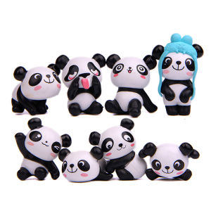 8pcs/lot Zakka Giant Panda Playful Version Model PVC Figures Toys DIY Micro Landscape Decoration Toys Christmas Gift