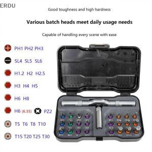 💕💞【Special price】ERDU ชุดเครื่องมือช่างเอนกประสงค์24 in 1ความแม่นยำชุดประแจวงล้ออเนกประสงค์ชุดเครื่องมือดอกไขควงแม่เหล็กชุดเครื่องมือซ่อมแซมในครัวเรือนแบบ DIY