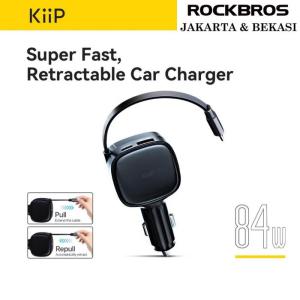KiiP SC17 Car Charger Retractable PD 84W Type C Charge Colokan Mobil Cas USB Fast Charging Premium Original Casan