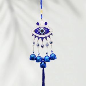 Handmade Blue Evil Eye Wind Chime Metal Home Garden Decor Protective Ornament For Good Luck And Positive Energy Gift