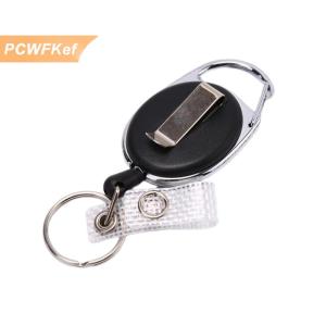 【PCWFKef】 1PC đen Wire Rope Keychain Keyring dây thép 60cm có thể thu vào ID chủ thẻ