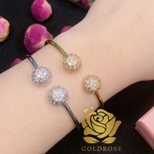Gelang Titanium Bola Lapis Emas18k ANTI KARAT permata crystal swarovski bangle fashion wanita
