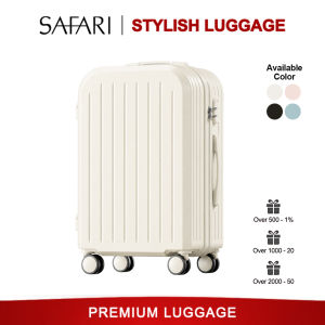 Safari Luggage – USB Charging & Cup Holder Trolley with 360° Wheels & Side Hook 20-28 Inch