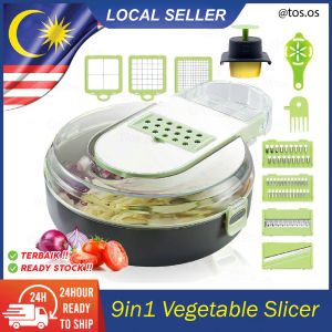 9in1 Vegetable Chopper Multifunctional Veggies Slicer Manual Food Grater with Drain Basket / Pencincang Hiris Makanan
