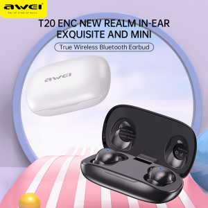 Awei T20 ENC Bluetooth earphone TWS In Ear Mini wireless Earbuds Gaming Bluetooth-compatible 6.0 stereo Sound Hifi bass Earphones speaker With Microphone Touch Contorl Wireless Headphone for iphone pro mobiles