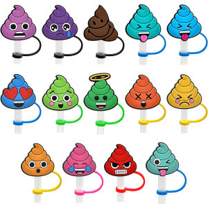 Colorplus 8mm 1PCS PVC Funny Poop Straw Topper Colourful Poopp Drinks Creative Straw Cover Dustproof Decorations Reusable Preventing Spillage