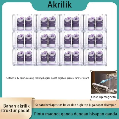 Kotak Sepatu Transparan Acrylic Cocok u/ High Top Sneakers Basketball Shoes High Heels .Box Shoes Box Premium Stackable Tempat Penyimpanan Sepatu