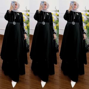 SCOD-Dress Alissa Terbaru Gamis Wanita Bahan Ceruty Rubia Free Belt-Gamis Wanita Terbaru Model Simple Mewah Dan Elegan
