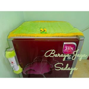 Taplak Kulkas Bulu Rasfur Karakter / 1 Set Taplak Kulkas+ Cover Pegangan Pintu Kulkas