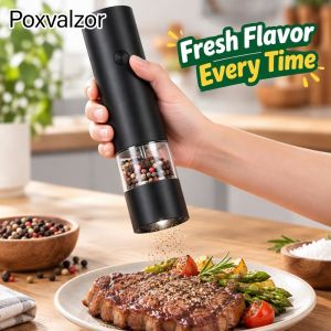Electric Pepper Salt Grinder Stainless Steel Rechargeable Adjustable Ceramic Core One Touch Spice Mill Shaker