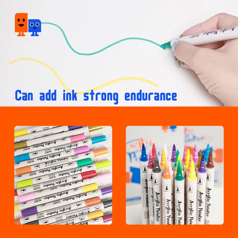 HIGHTUNE 48Colors Dual-Head Acrylic Markers Paint Pens with Extra
