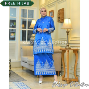 Setelan Baju Kurung Melayu ASYIFA | Setelan Tunik Wanita Dengan Full Bordir Setelan Kebaya Melayu