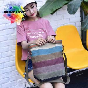 Tas Shoulder Bag Wanita Kanvas Tebal Colorful New Fashion Daily Bag - TW1845