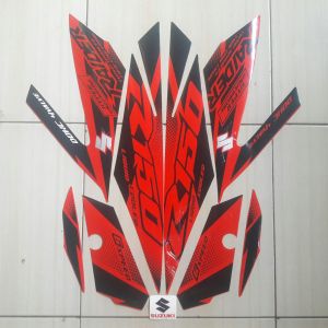 LIS LES STIKER STRIPING BODY MOTOR SUZUKI RAIDER R150 2017 merah