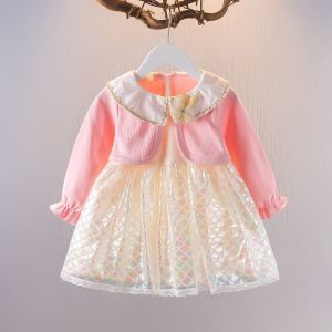 KID FASHION Dress Anak Perempuan Gaun Anak Cewek Lengan Panjang Katun Polos Korean Style Usia 1-4 Tahun