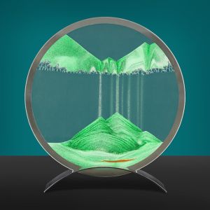Moving Sand Art Picture Round Glass Quicksand 3D Sandscape In Motion Display Flowing Sand Frame Sand Painting Christmas Gifts