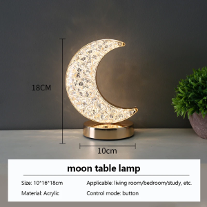 Lampu Meja Hias Aesthetic Acrylic Crystal LED Desk Lamp 3 Warna Peredupan Sentuhan Cahaya Cocok Untuk Kamar Tidur/ Ruang Belajar/Cafe