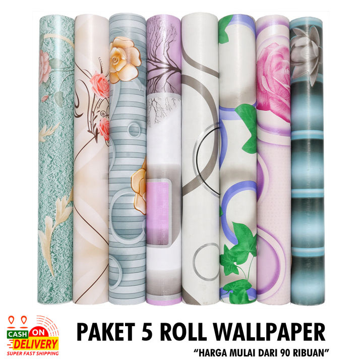 PROMO PAKET 5 ROLL Wallpaper Sticker Dinding/stiker dinding 4,5 meter