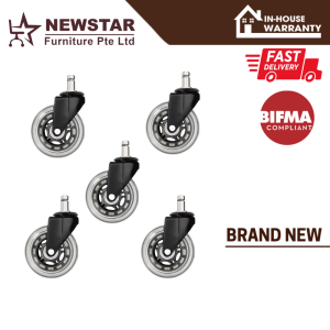 Heavy Duty Office Chair Caster Wheels Set of 5 Incredibly Smooth & Quiet Casters - Safe for Hardwood Floors & Carpet - Easy Installation