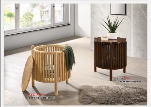 Modern Design Solid Wooden Round Coffee Table With Storage