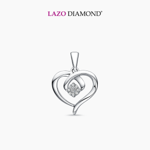 LAZO DIAMOND Heart Swirl Halo Diamond Pendant in 9k White Gold