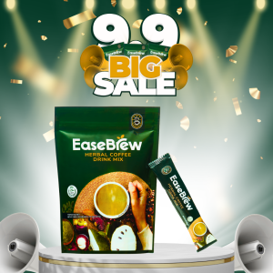 EaseBrew Healthier Choice Herbal Coffee Drink Mix with Antioxidants and Heart Health Benefits - 10 Sachets Box